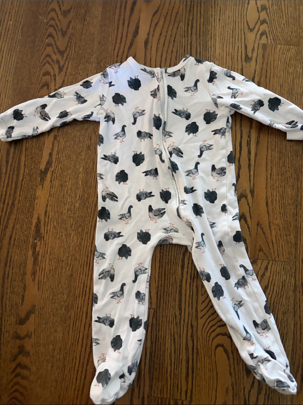 Cove White Footed Pajama Set with Gray Pigeon Print